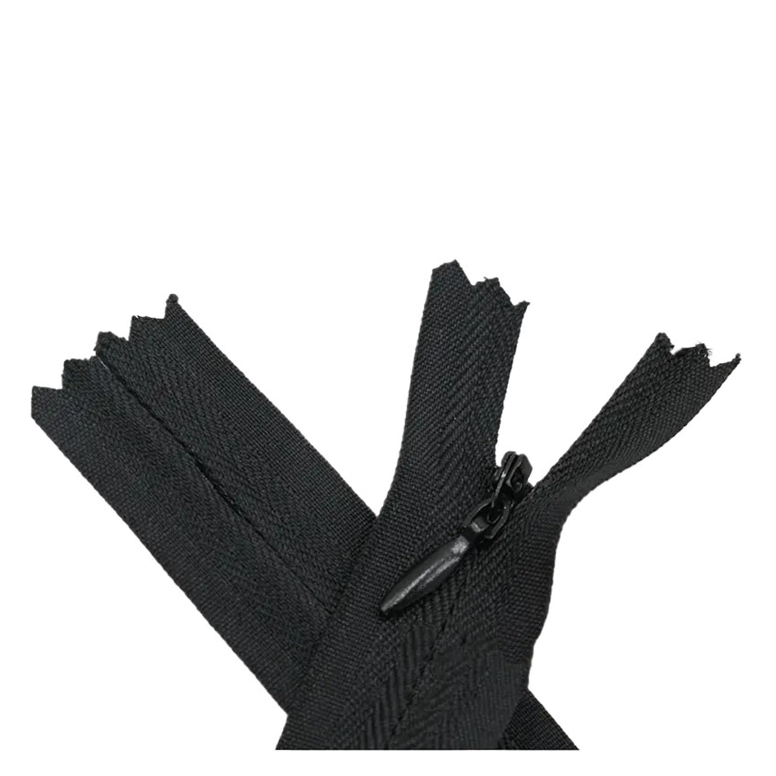 Zippers Sewing, Invisible Nylon Coil Zippers Pack of 20 Multicolor 28-60cm(Black,28CM)