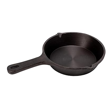Aarogyam Cast Iron Mini Skillet Tadka/Frying Pan 6 Inch, Preseasoned, Induction & Gas Compatible, Non-Stick, Cookware Oven, Grill Safe, Kitchen Deep Fryer