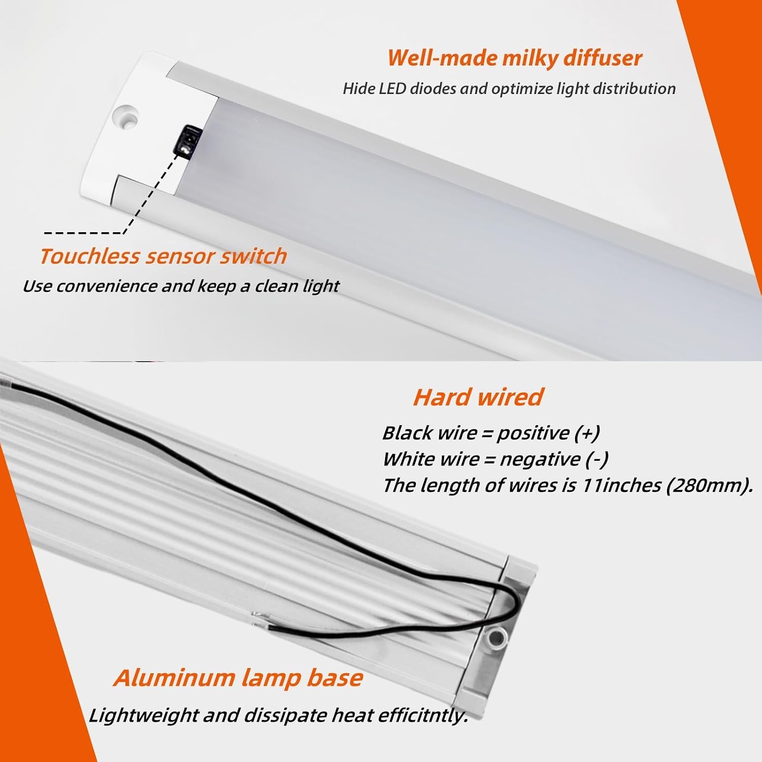 Dream lighting RV Light Fixture Interior 12 Volt LED Lighting for RV Kitchen Cabinet Closet with Sensor-Cool White 330lumens, 8.6inch