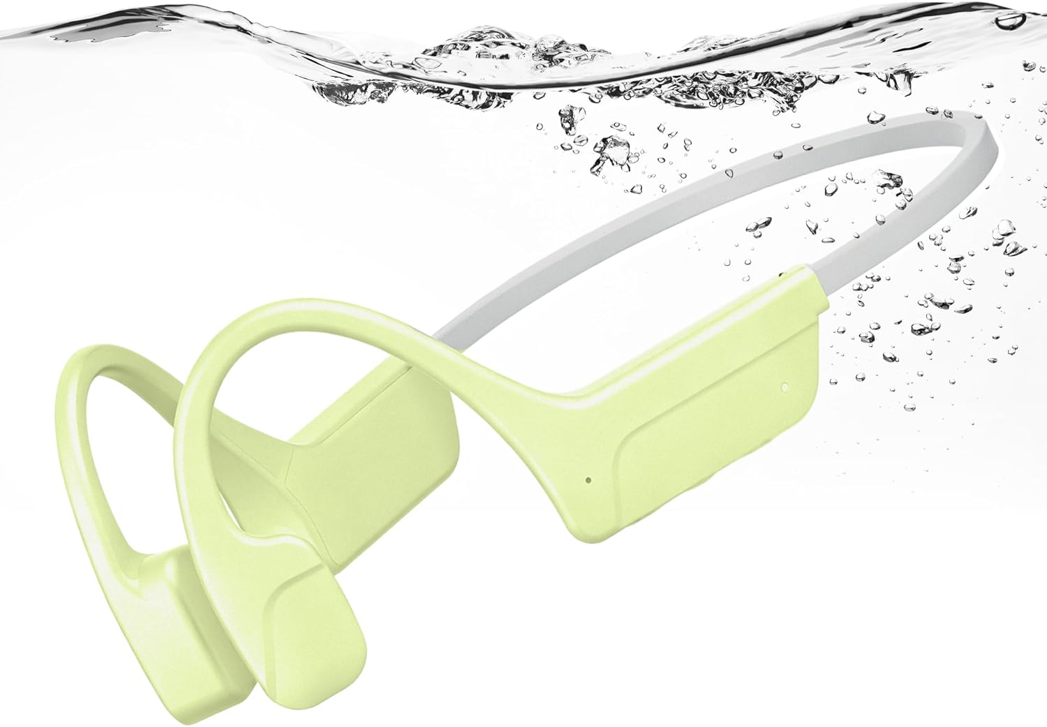 IPX8 Waterproof Bone Conduction Headphones, 64GB Storage Open-Ear Bluetooth 5.3, 28g Ultra-Light Sports Headset with 10H Battery for Running, Swimming, Cycling & Gym (Green)