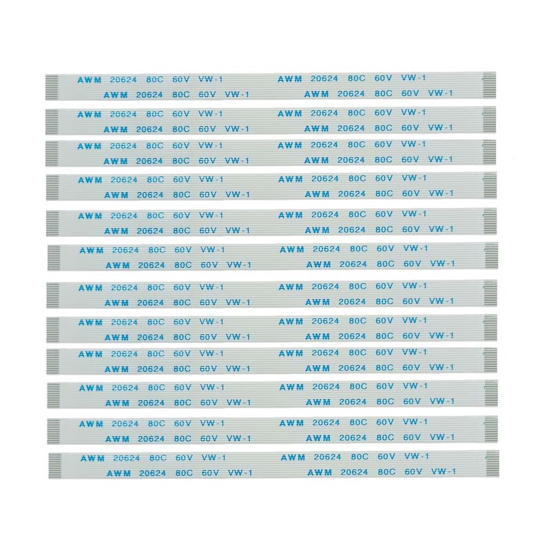 NJYTouch 10Pcs Type A 11Pin 0.5mm Pitch FPC FFC Flexible Flat Cable AWM 20624 80C 60V VW-1 5/10/15/20/25/30/40/50 CM (10cm)