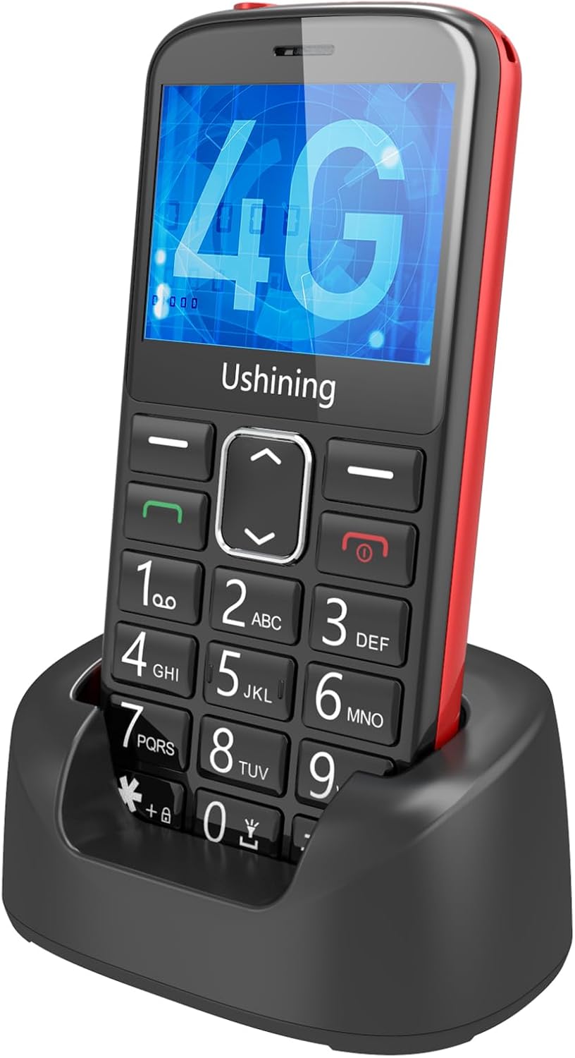 uleway 4G Senior Mobile Phone in charging dock