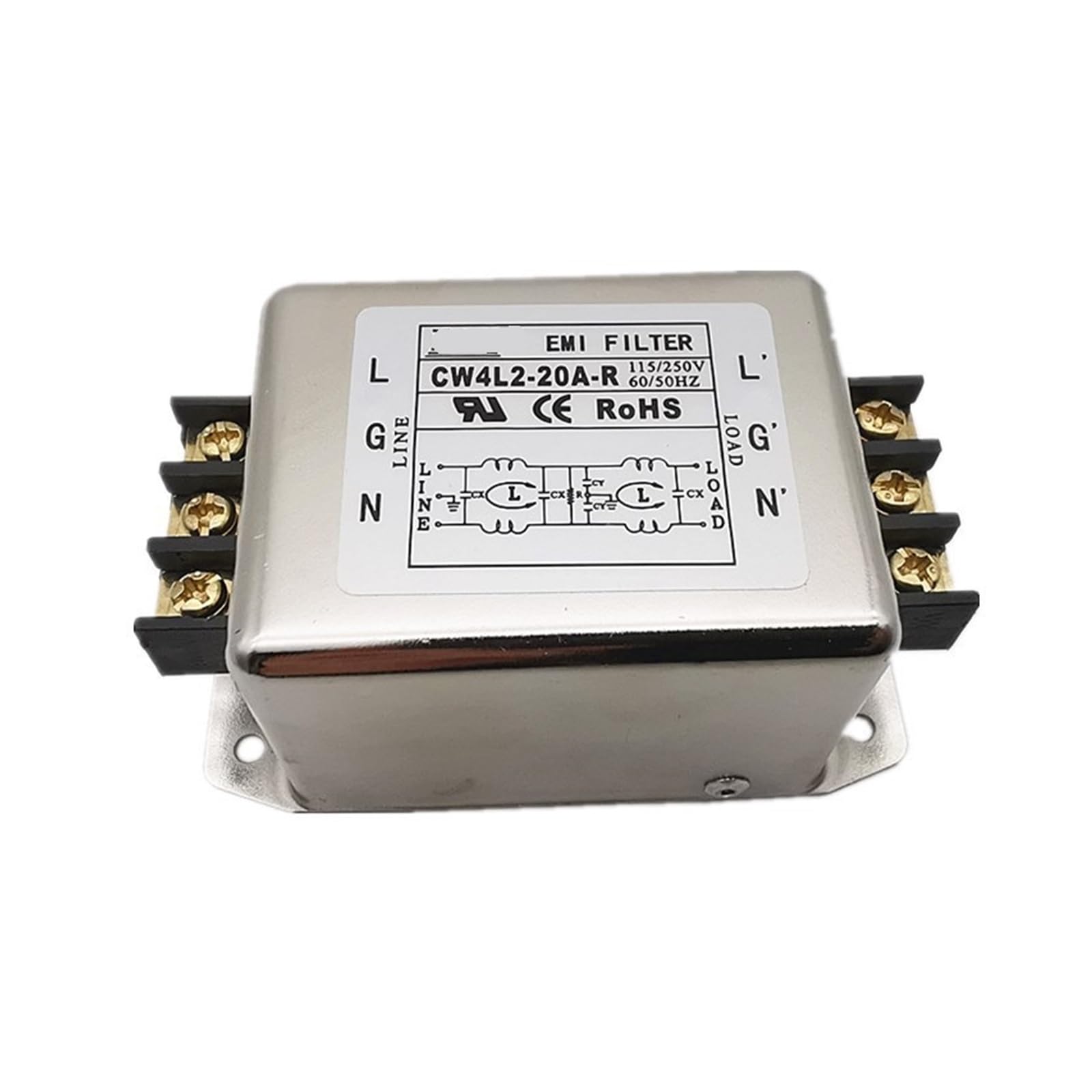 Filtre d'alimentation monophasé anti-interférence 20A CW4L2-20A-R 220V - 2