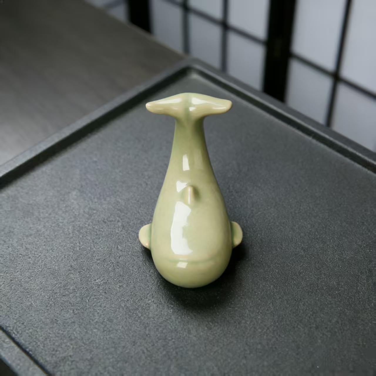 Miniature Ceramic Whale Statue - 1.8 Inch Tiny Handmade Small Whale Figurine, Cute Desk Decor for Office Bookshelf, Ocean for Whale Enthusiasts (Hand-Painted)