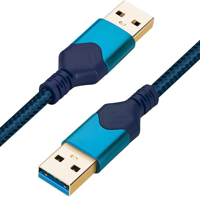 ROFICORD USB 3.0 Male to Male Cable, USB A to USB A 0,3m High Speed Data Cord Compatible with Hard Disk Drive/Laptop Cooler/Set-top Box/DVD Player/TV/Camera and More (1 FT, Blue)
