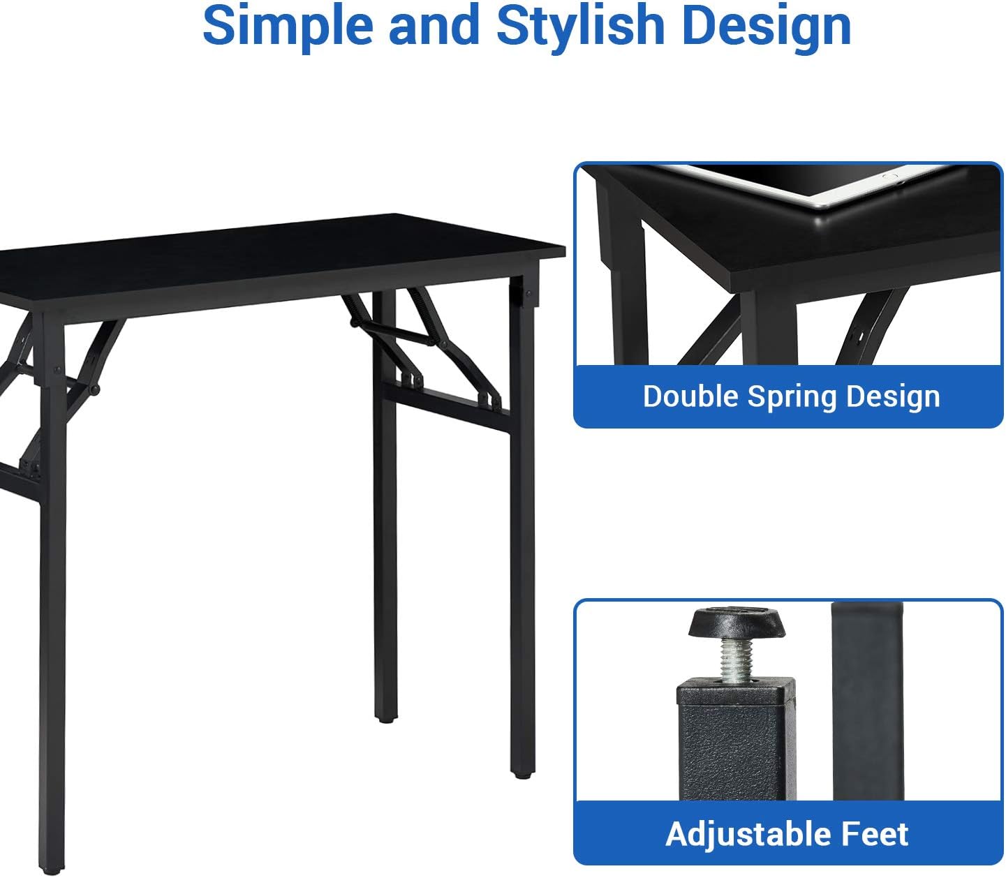 Itaar Small Computer Desk Folding Table, 31.5" Folding Desk No Assembly Required, Sturdy and Heavy Duty Writing Desk for Small Spaces, Black