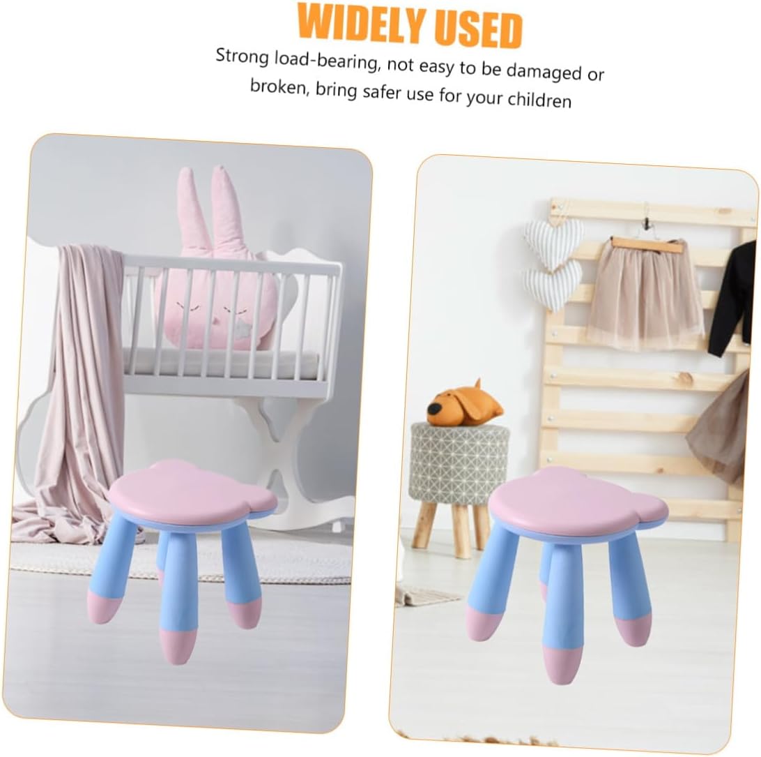 Plastic Step Stool, Anti-Slip Cartoon Bear Stool, Thickened Small Plastic Footstool for Home and Preschool, Cute Pink Seating Chair