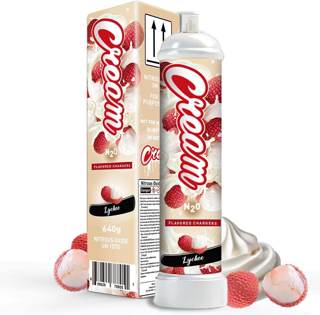 Nitrous Oxide Whipped Cream Charger (1pc, 640g 1.1L, Lychee) - Nitrous Tank Whip Cream Charger, Nitrous Oxide Canister, N20 Whipped Cream Chargers, Whip It NO2 Cartridges, Nitrous Oxide Tank