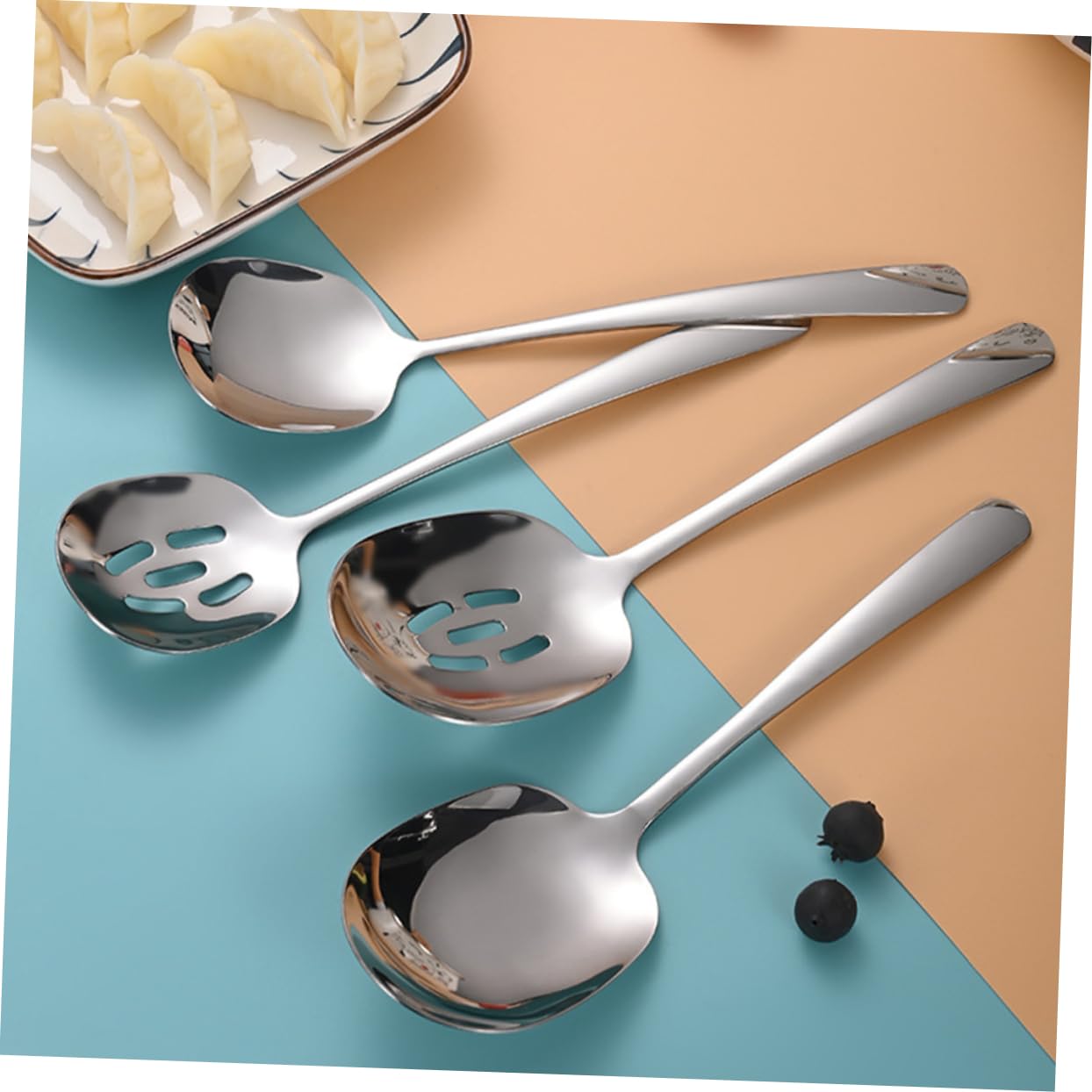 PRETYZOOM Professional Stainless Steel Spoons Slotted Serving Utensils for Restaurant Hotel Home Kitchen