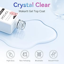 Makartt Gel Top Coat - 2 PCS No Wipe Top Coat Gel Nail Polish High Glossy Shine Finish Long Lasting, 10ML Clear Soak Off UV Nail Lamp, Salon Quality Art Design for Home Use Beauty Gift