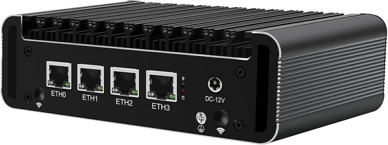 Firewall Appliance 2.5Gbe Intel Celeron N5095 Quad Core, 4*Intel I225-V LAN Fanless Mini PC 8G DDR4 128G M.2 NVMe Support PFSENSE Router/AES-NI/OPNsense