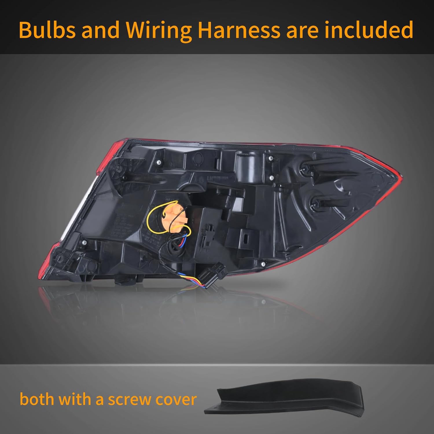 Tail Light Assembly Compatible with 2018-2022 Honda Accord Tail lights Rear Brake Lamp with Bulbs and Wiring Harness, Passenger and Driver Side