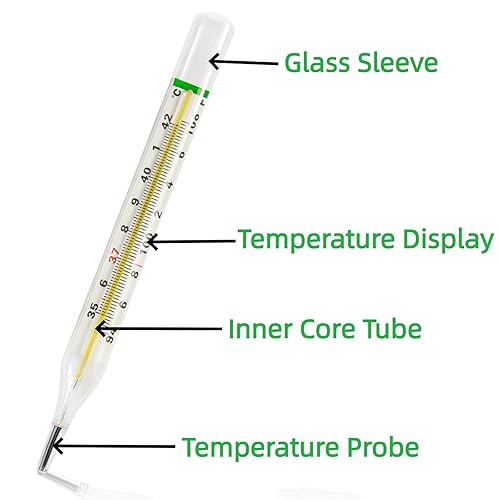 Miniatura 5 de Termómetro sin mercurio  y  para axila, 2 piezas, prueba clínica de temperatura de vidrio para fiebre, termómetro clásico no digital para adultos,