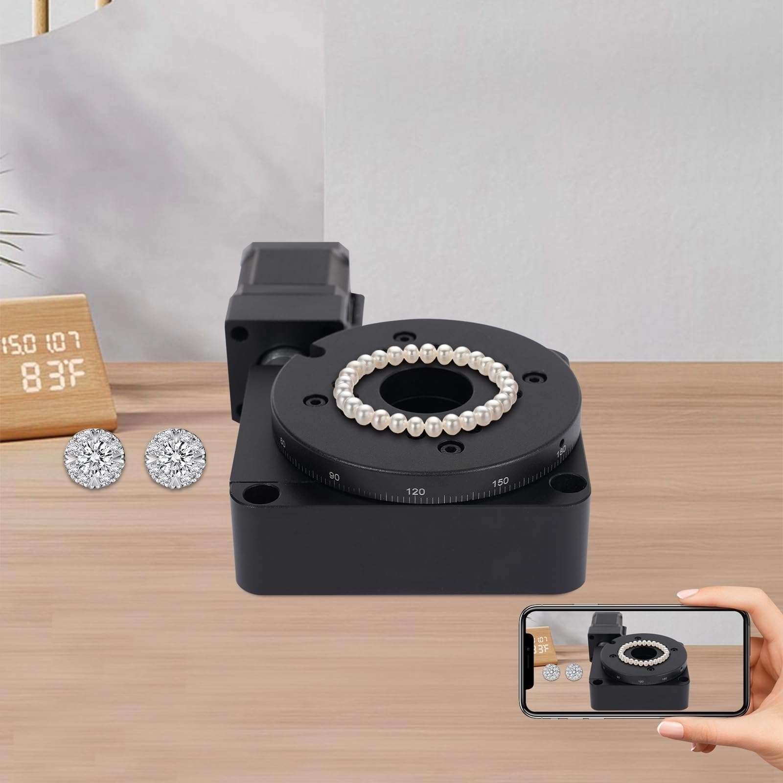 Elektrisch drehbare Plattform, 360° optische Bühne, 100 mm Präzisions-Schneckengetriebe-Drehtisch, Tragkraft 45 kg, 1/180 Reduzierungsverhältnis