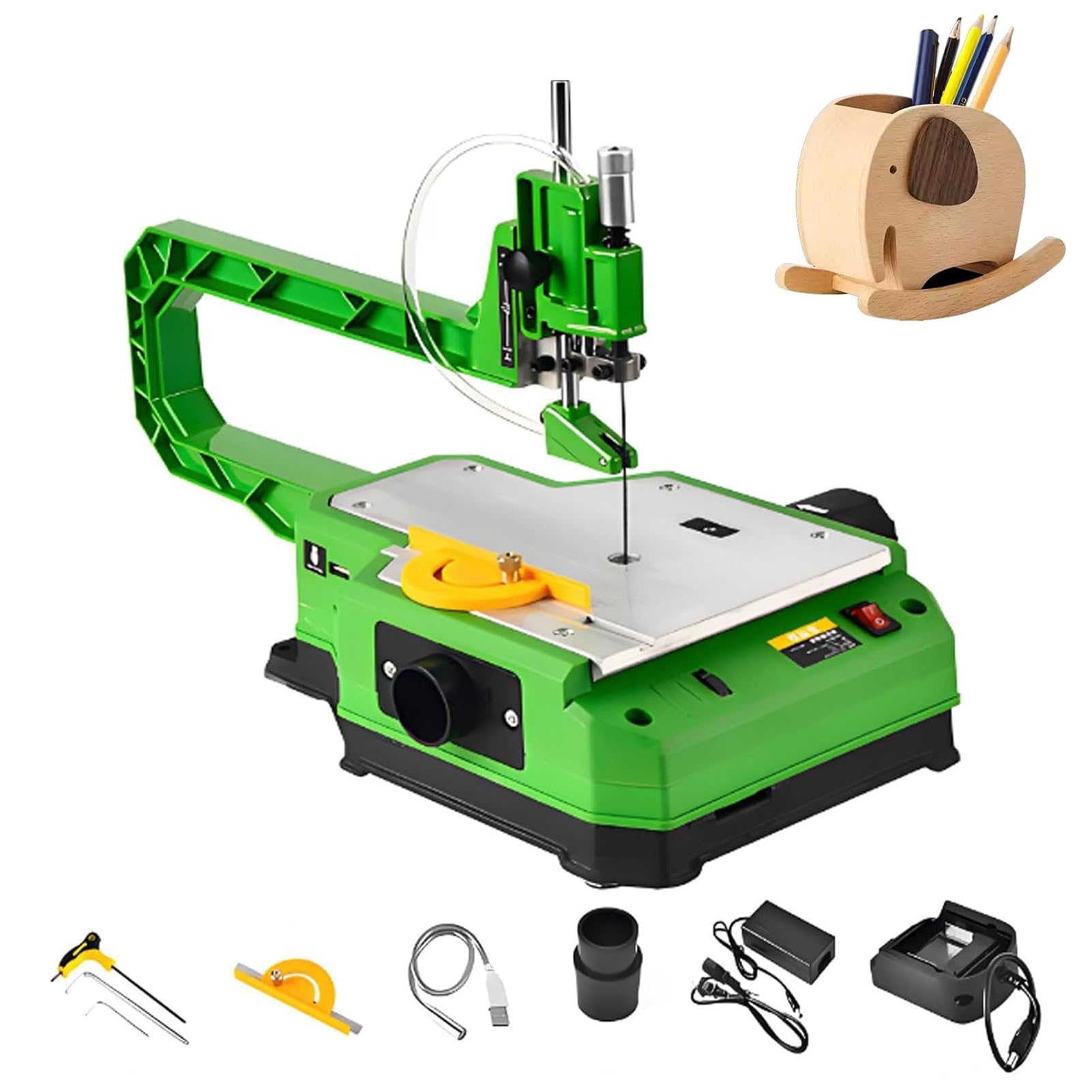 Seghetto Alternativo Elettrico for la Lavorazione del Legno - Sega da traforo compatta a velocità da banco, 6-7 velocità variabili, Sega a Filo elettrica for impieghi gravosi