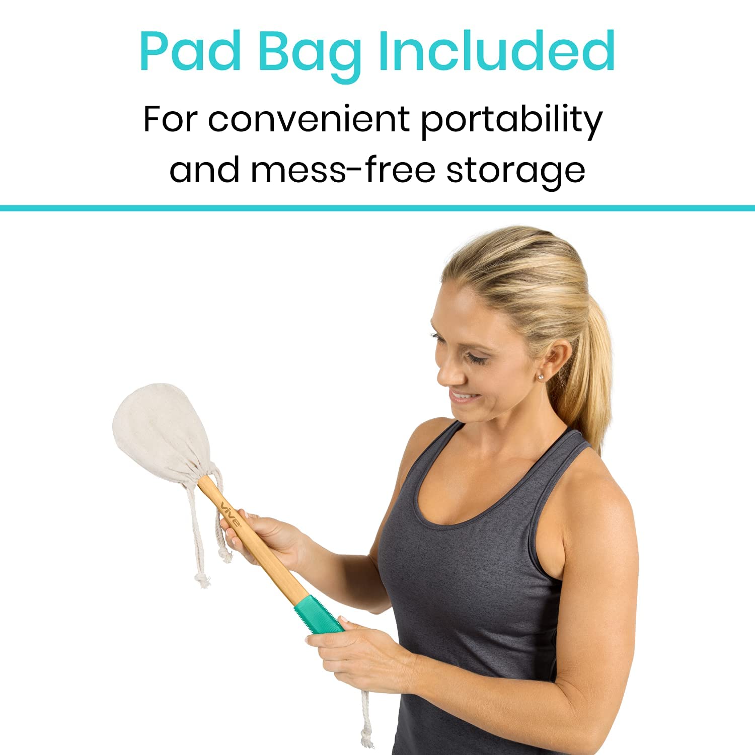 دسته آسان برای پشت /برس +اسفنج شستشو بدن حمام Vive مدل LVA1042 +چهار پد