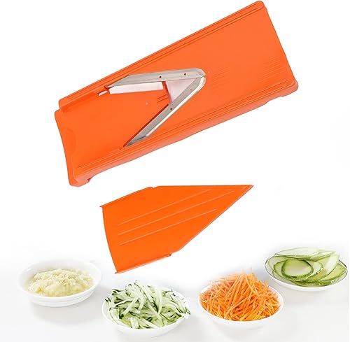 Miniatura 5 de Asixxsix Cortador de mandolina para cocina, cortador de verduras de acero inoxidable con hoja en V, cortadora manual de alimentos con hoja de acero