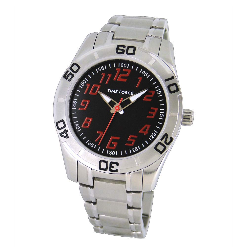 Reloj Time Force TF4134b04m analógico infantil negro plata de acero duradero para niños 2