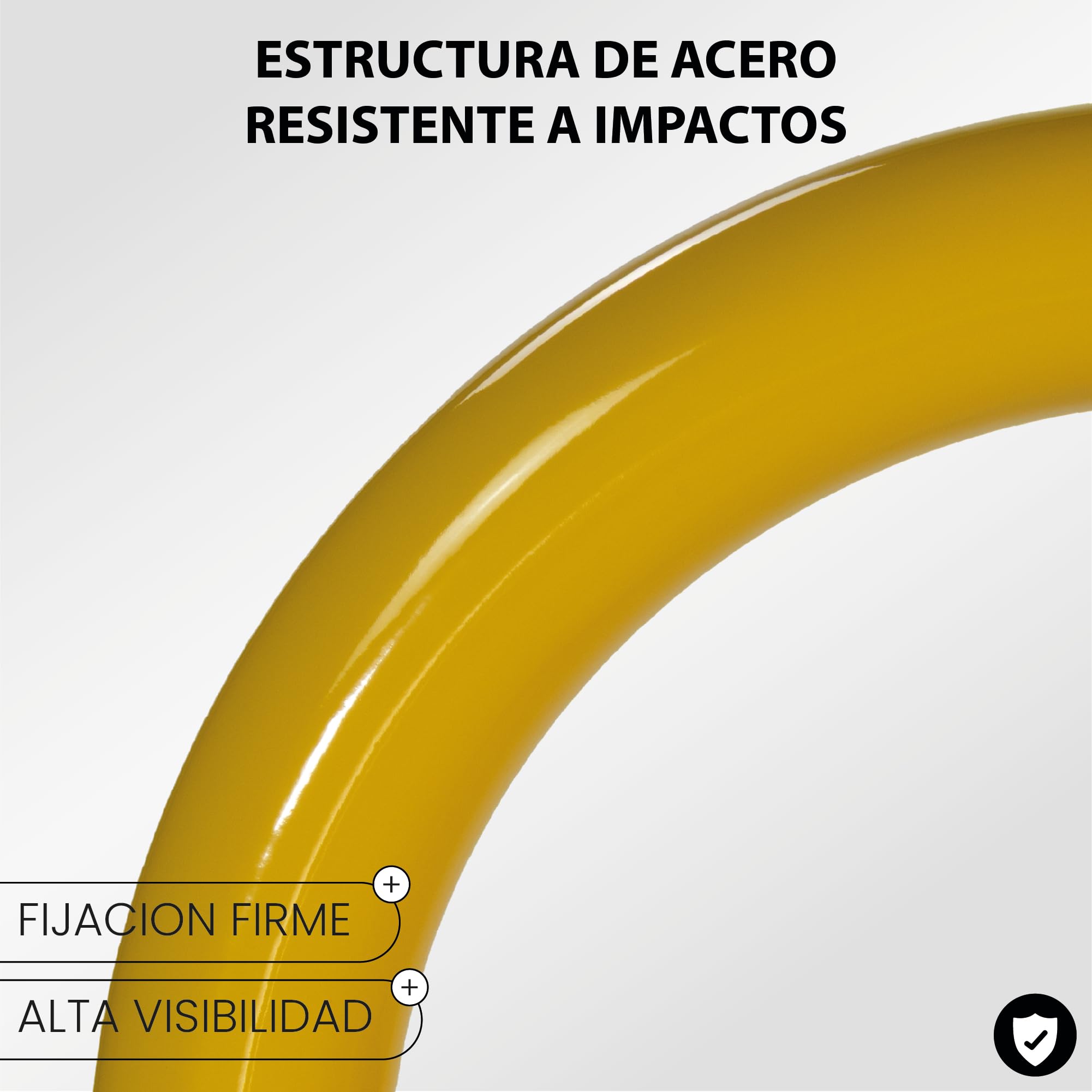 Barra de Protección Metálica de Acero Amarillo con Franjas Negras | Barreras de Seguridad Industrial para Almacenes, Parkings y Garajes | Alta Visibilidad, Fijación Estable y Diseño en U (1200x1000mm)