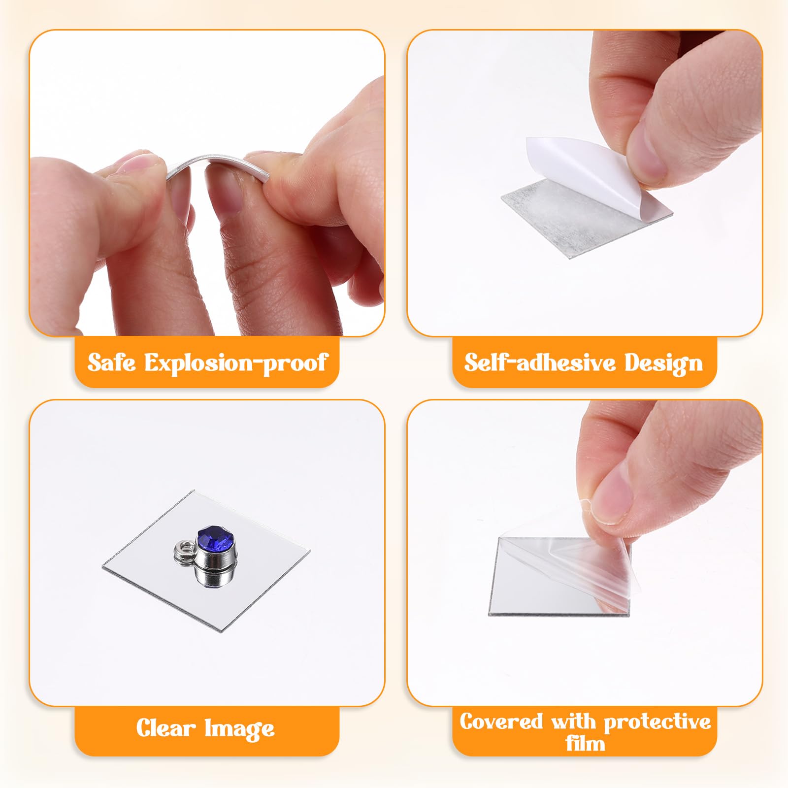 120 PCS 4 Shapes Mirrors for Crafts, 1 Inch Small Mirror Pieces for Crafts DIY Mini Mirror Mosaic Tiles Triangles/Squares/Rounds/Rhombus for Disco Ball Lamp Framing Decoration