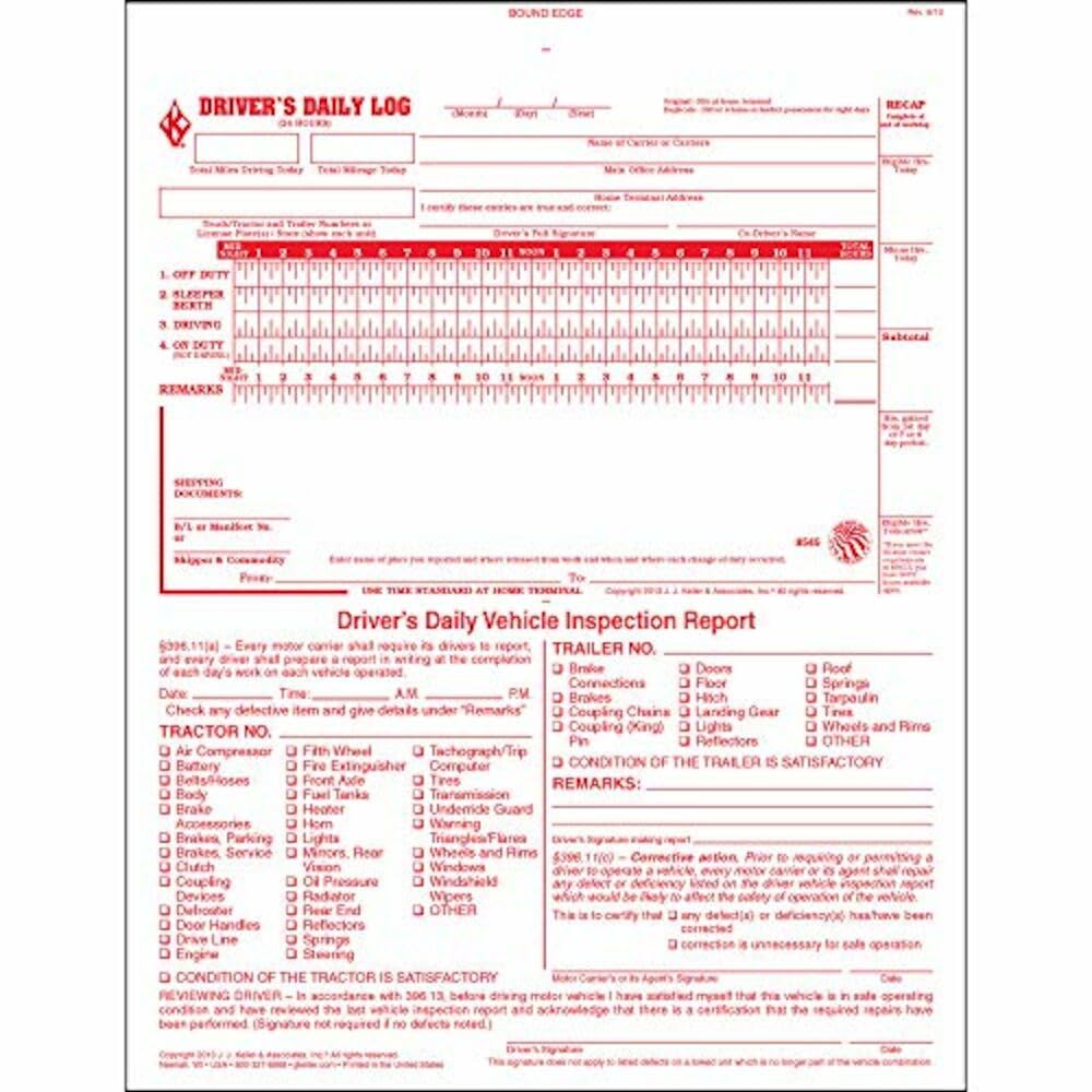 DOT Daily Logs Driver Daily Log Book 10-Pack - DOT Compliant Log Books ...