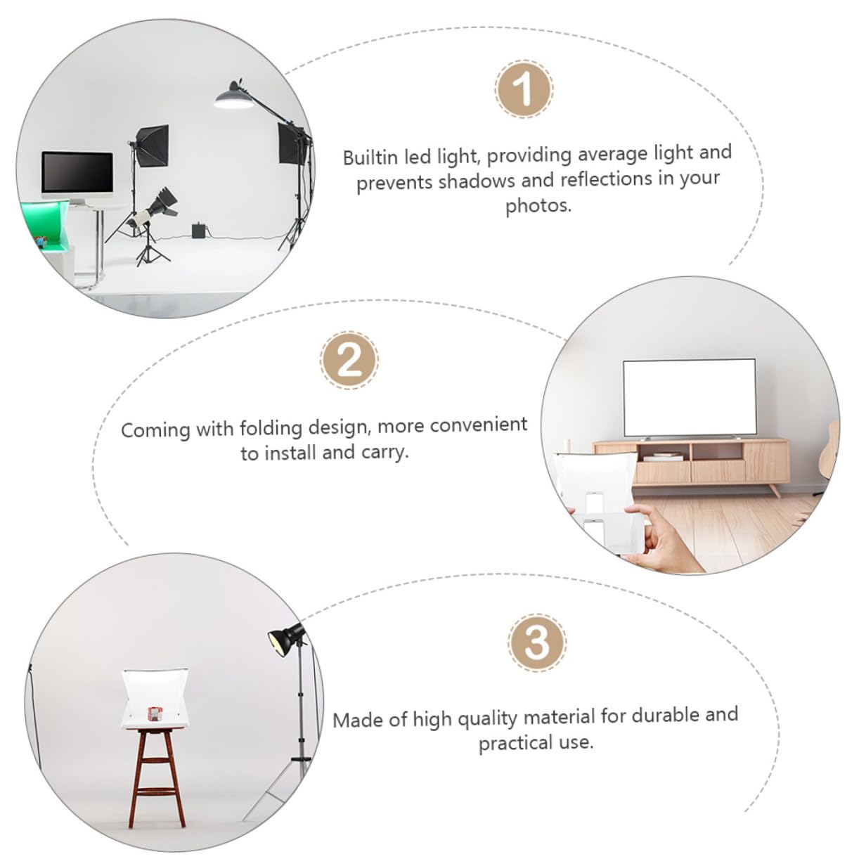 Mini Boîte Photo Portable 40cm Éclairage LED Réglable, Tente Photo Pliable en PVC et Polyester, Fond Photographique Blanc, pour Chaussures et Montres