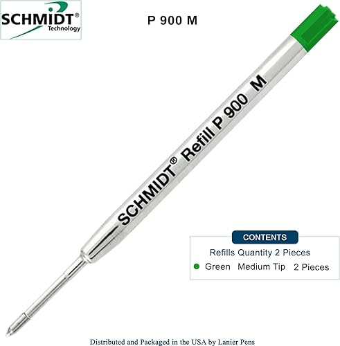 Miniatura 2 de Paquete de 2  Recambio verde P900 punta media Schmidt Parker Style Recambio de bolígrafo