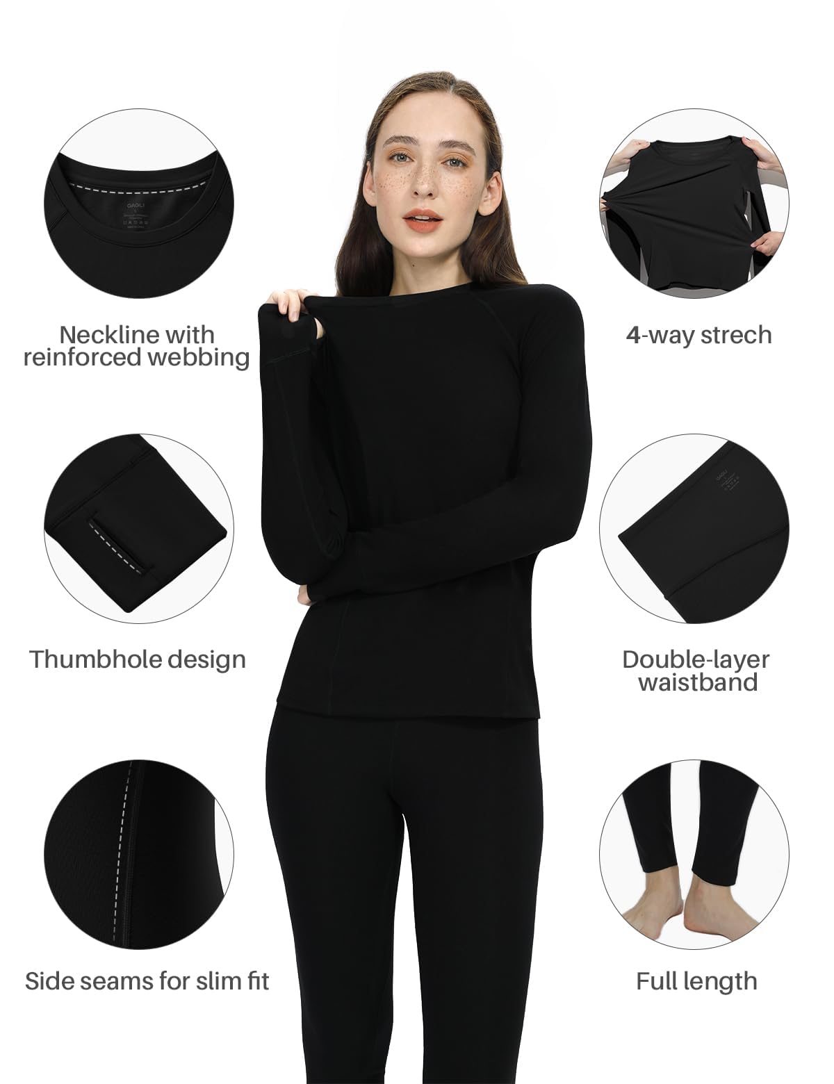 Ensemble de sous-vêtements Thermiques pour Femme avec Couche de Base doublée en Polaire pour Temps Froid