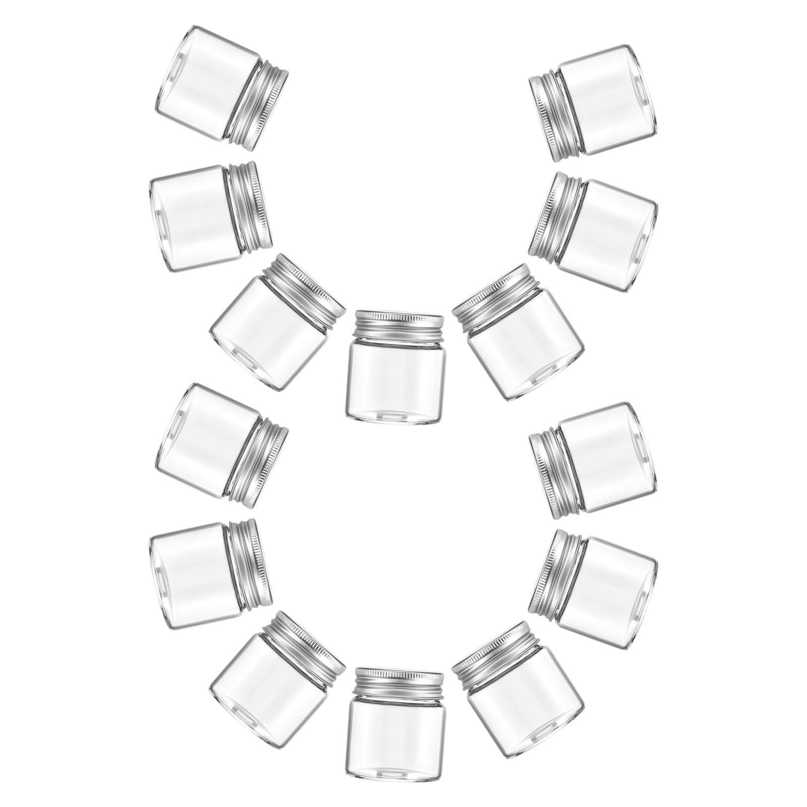 Tarro de Cristal Hermético Mini 50ml, 30 Piezas, Vidrio y Aluminio | Conservas y Almacenamiento Diario, Formato Portátil, Uso en Cocina y DIY Velas
