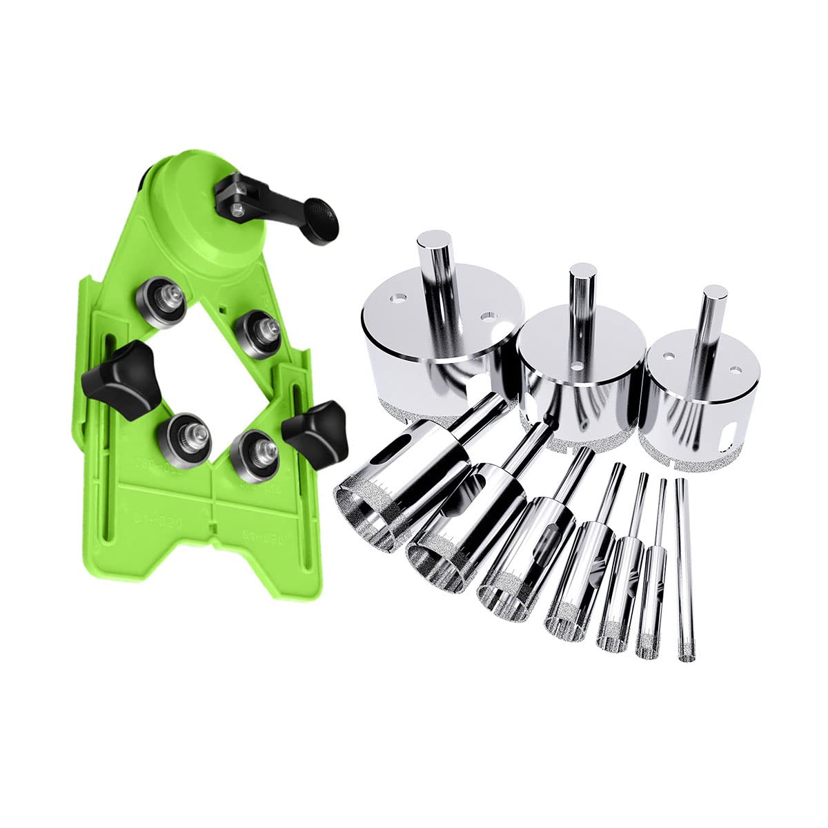 Diamond Hole Saw Guidance Fixture with Drill Bit Sets, Tile Opener Tile Cutting Drills for Glass Bottles, Glass Pot, Ceramic, Tile Cutting