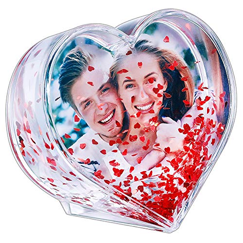 RDH Glitter Heart Shaped Picture Frames Liquid Snow Globe Photo Frame for Couples Friends Family (Love) 3.54 x 3.74" by RDH - Used condition - US$9.40