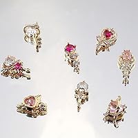 Vista 6 de Dornail 8 dijes de uñas 3D con forma de cetro de corazón y circón, estrella de lujo, diamantes de imitación para uñas, corazones brillantes