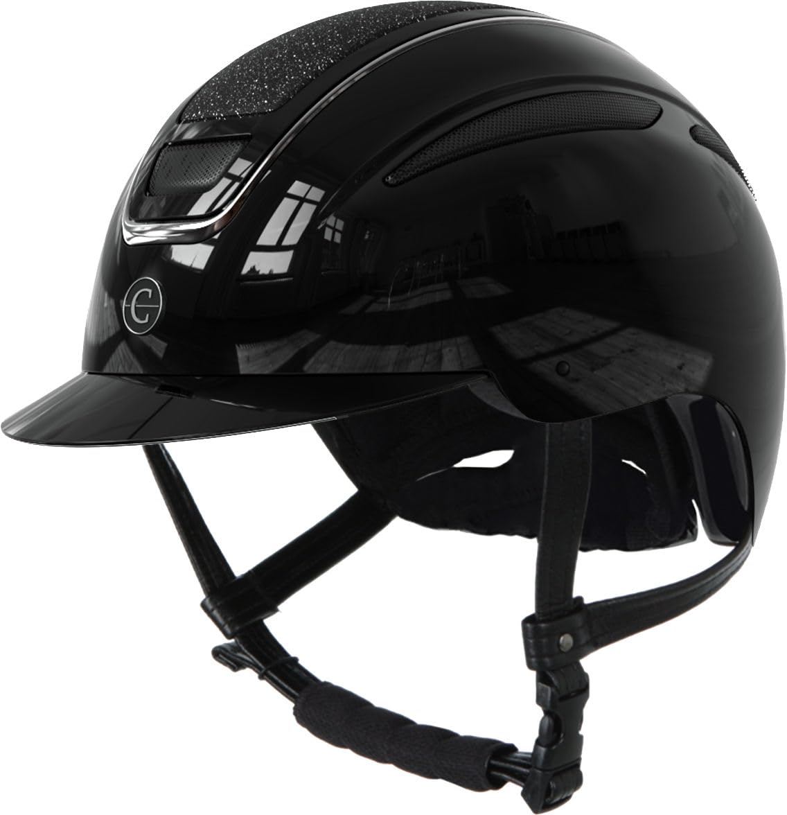 Covalliero Reithelm Elite – Damen Reithelm mit optimierter Belüftung, ABS-Hartschale, lackschwarz, Größe S/53-55 cm