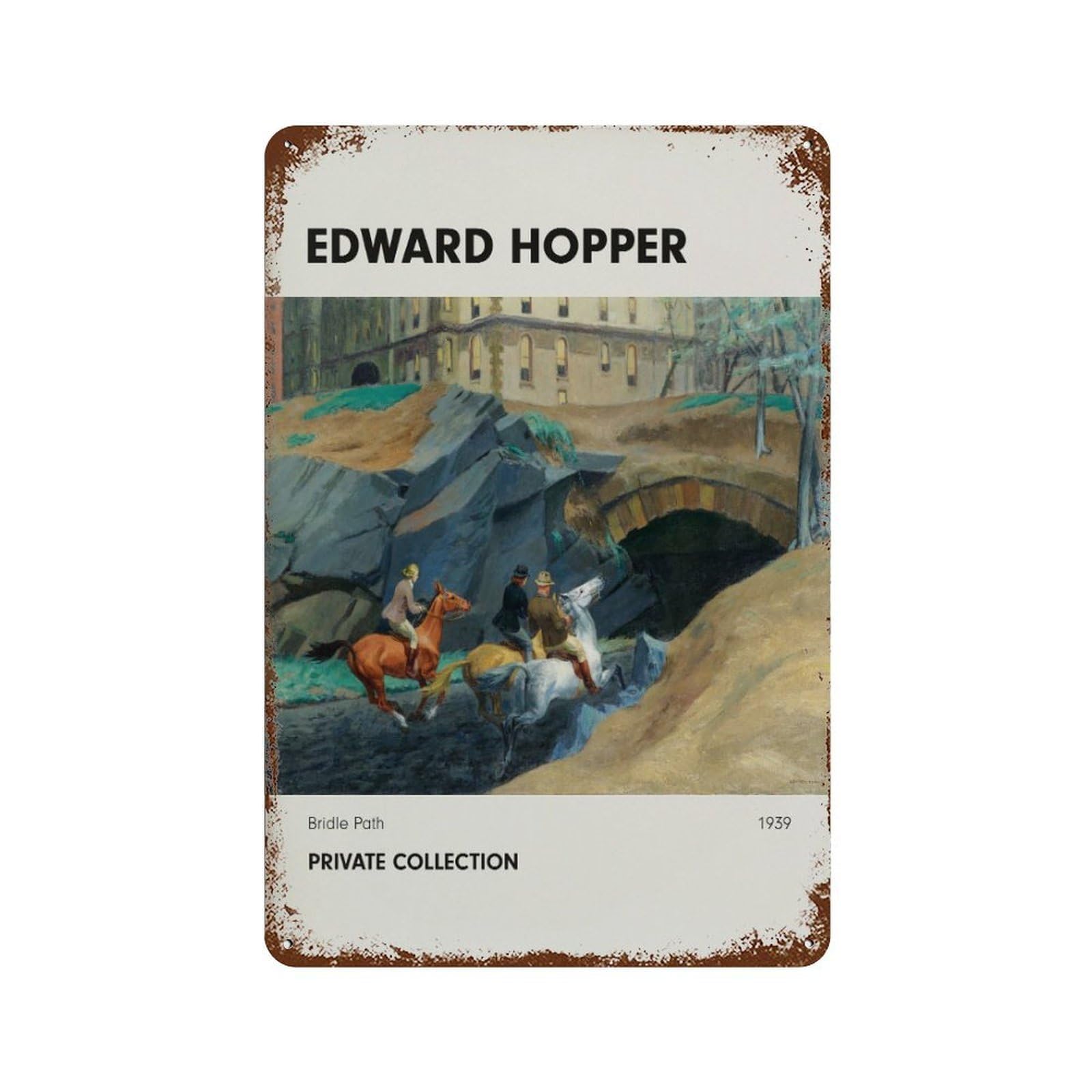 xiaoxiaoshen Edward Hopper Bridle Path Central Park New York Wall Decor Art Metal Tin Poster Modern Home Decor Art Home Bar Shop Decorations Vintage Sign 30x20cm