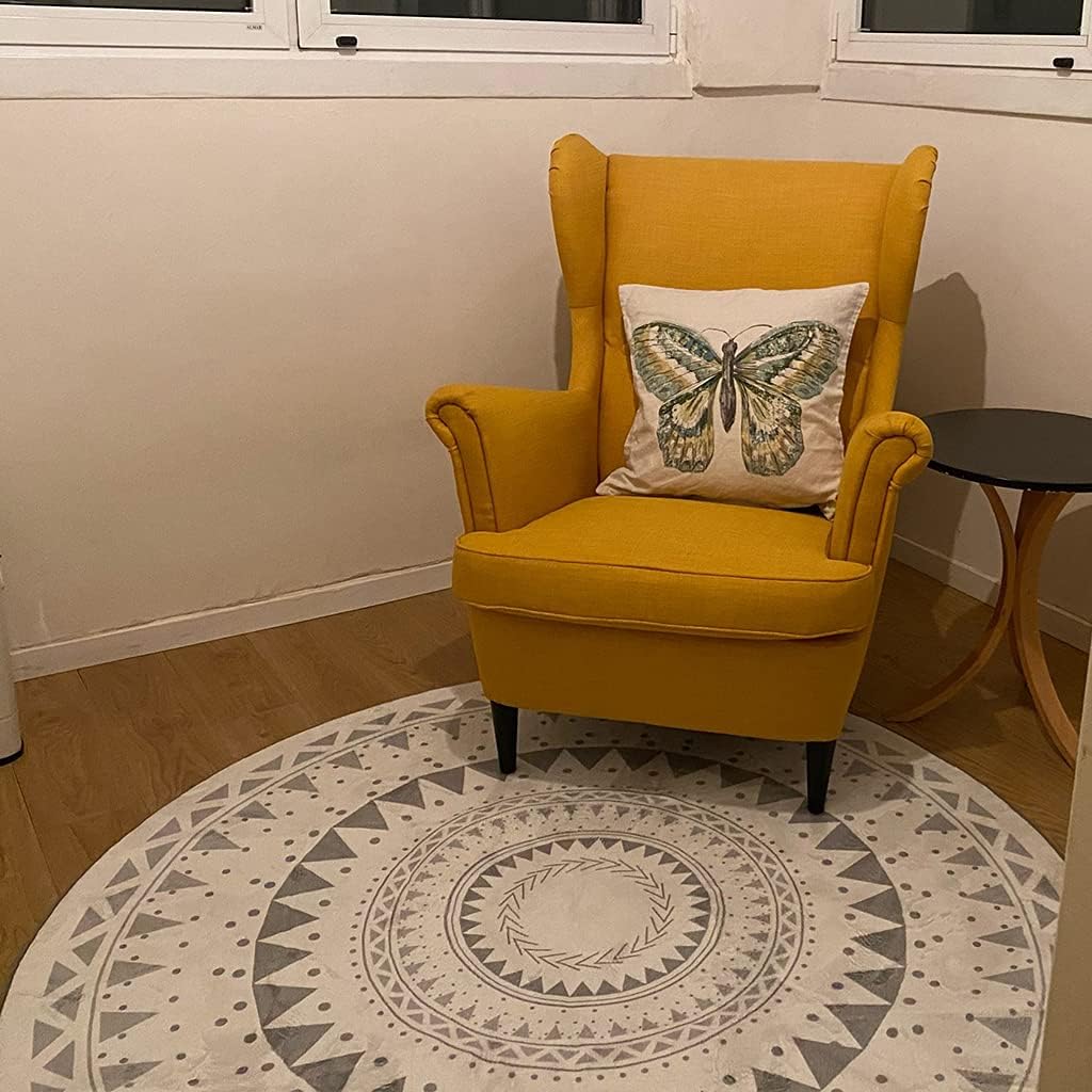 Nordic Modern Plush Floor Rug Round Carpet Playmat Game for Play Pad Home D