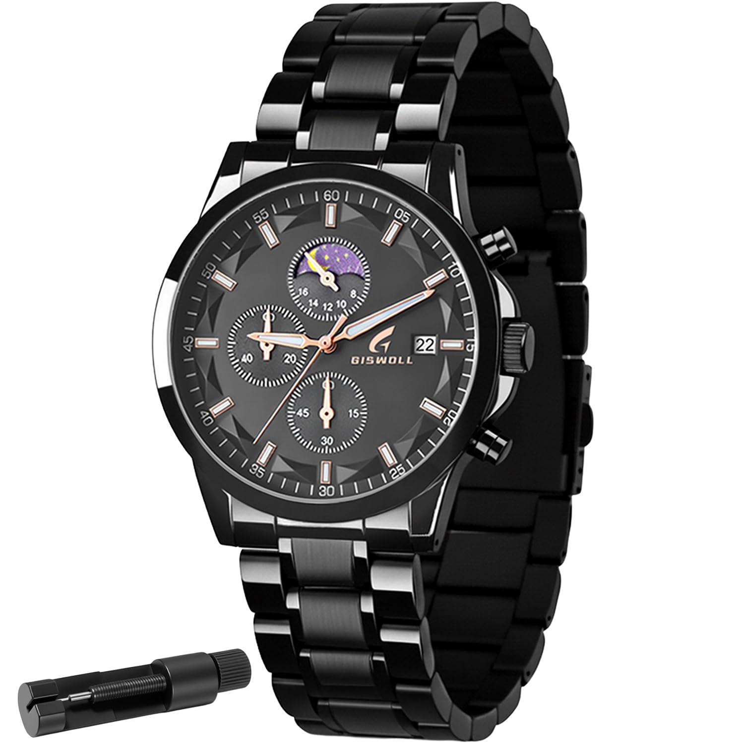 Distinctive Mens Analog Chronograph Watches with Auto Date Multi Subdials Fashion Casual Sport Quartz Wrist Watches with Luminous