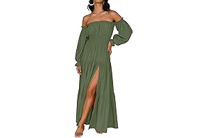 Women's Elegant Olive Green Dresses: Boho Style with a Touch of Sophistication