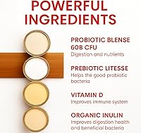 Vista 3 de MultiBlue Probióticos para mujeres y hombres, 30 cápsulas, vitamina D3, Bifidobacterium Lactis B-420, prebiótico, salud intestinal, 60 mil millones