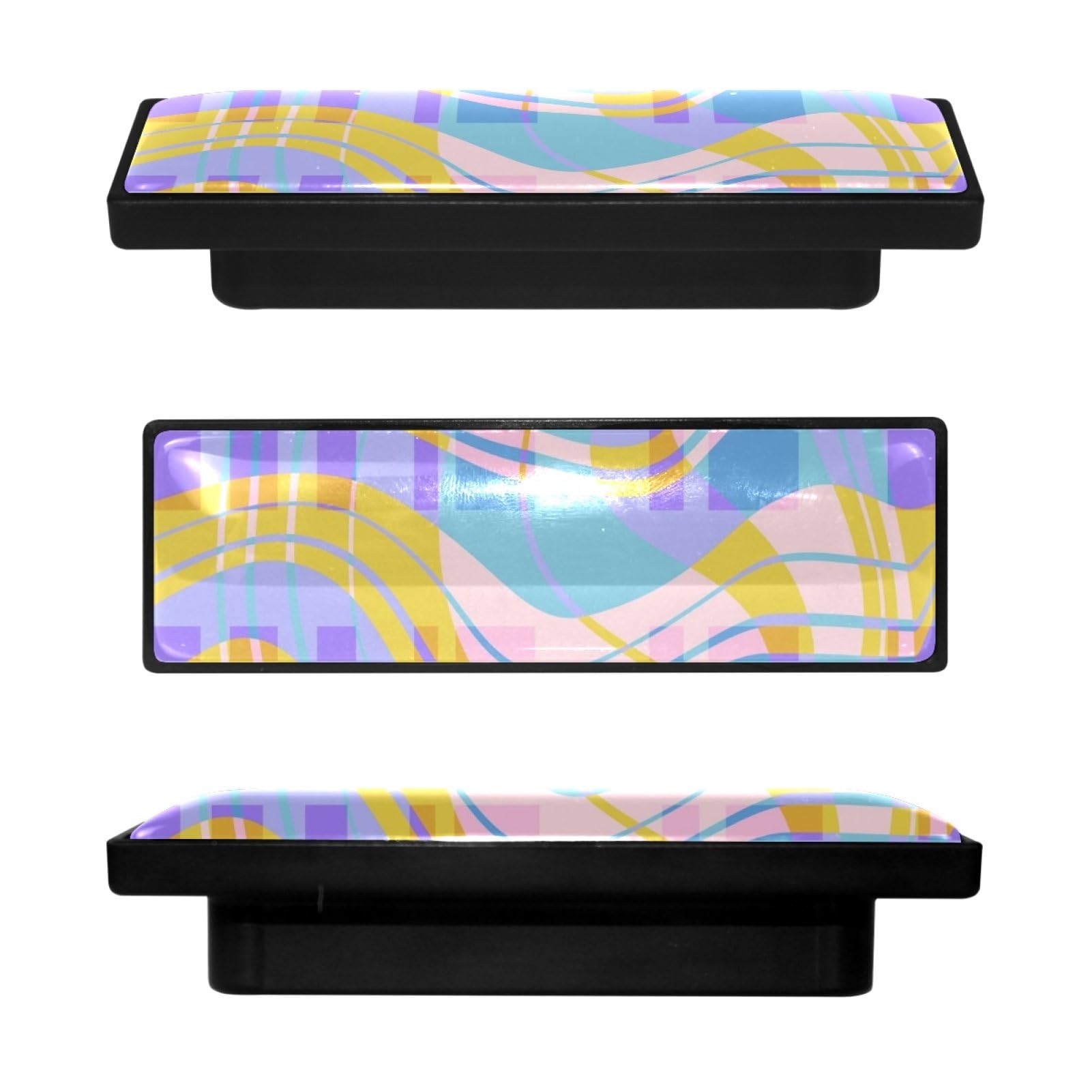 Boutons de placard abstraits rectangulaires colorés pour meuble de cuisine