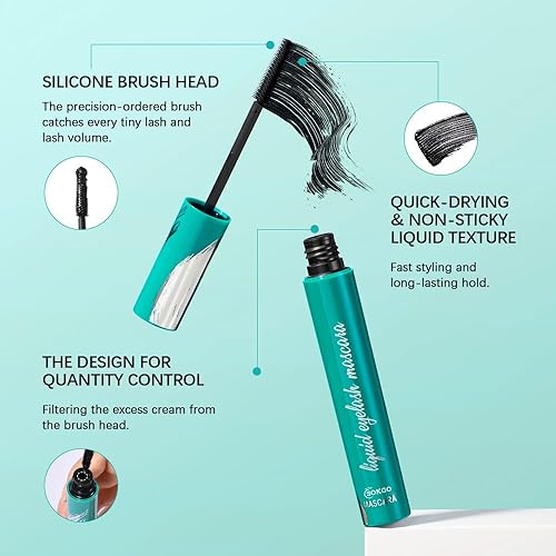 Miniatura 5 de Máscara larga y gruesa a prueba de manchas, máscara impermeable premium, máscara lavable para pestañas, fórmula de larga duración y doble pestañas