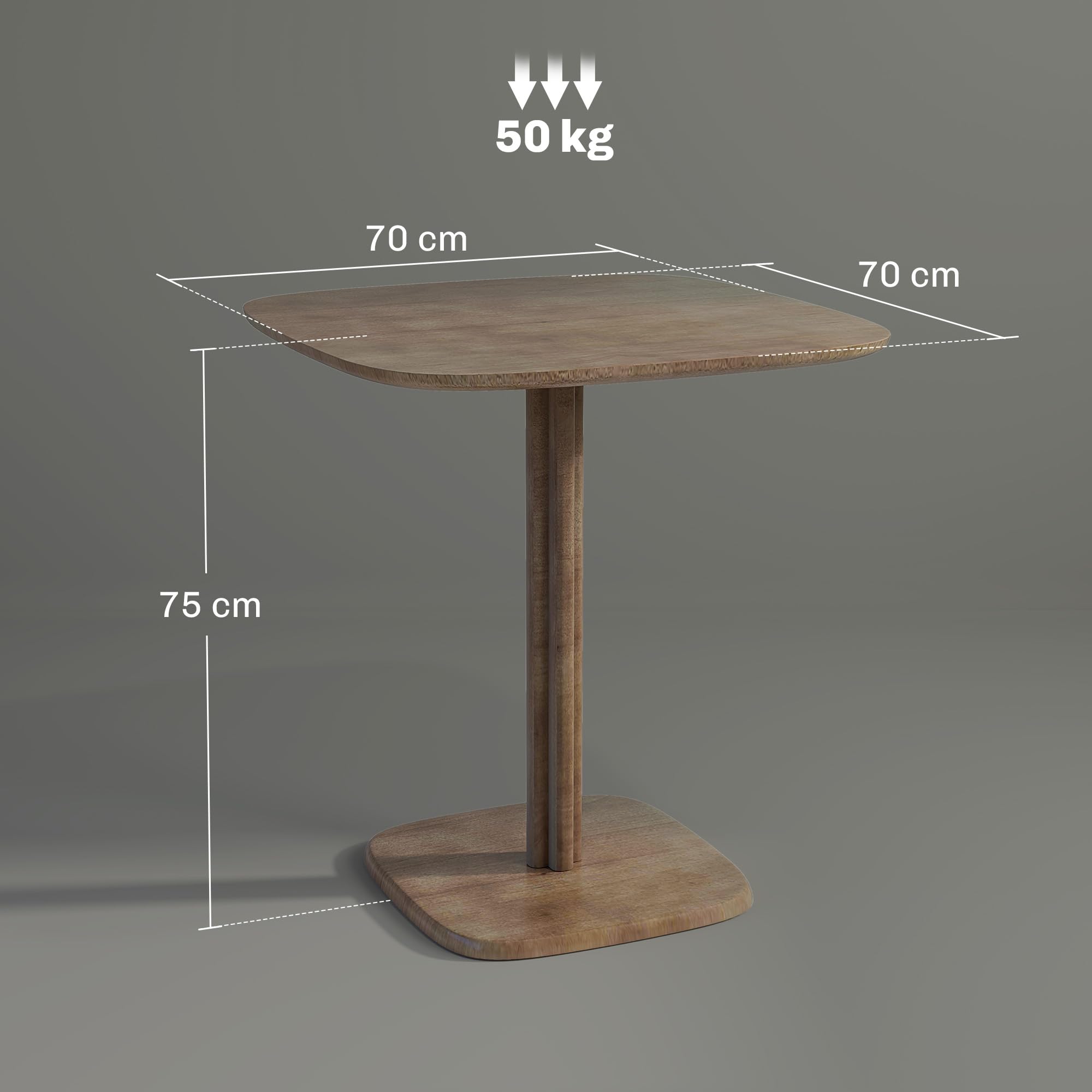 HOMCOM Tavolo da pranzo per 4 persone effetto legno 70x70cm Marrone scuro | Tavolo da cucina moderno