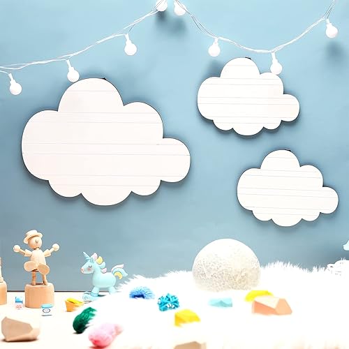 Miniatura 2 de Ferraycle 4 piezas de decoración de pared de nube colgante de madera nube nube decoración temática cielo decoración de nube blanca para decoración