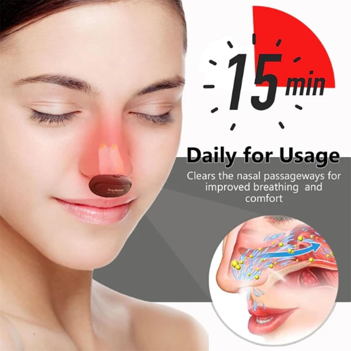 No More Colds Red Light Therapy for Nose, Respirelief Red Light Nasal Therapy Instrument, Red Light Therapy for Nose, No More Colds Red Light Nose (2 Pcs)