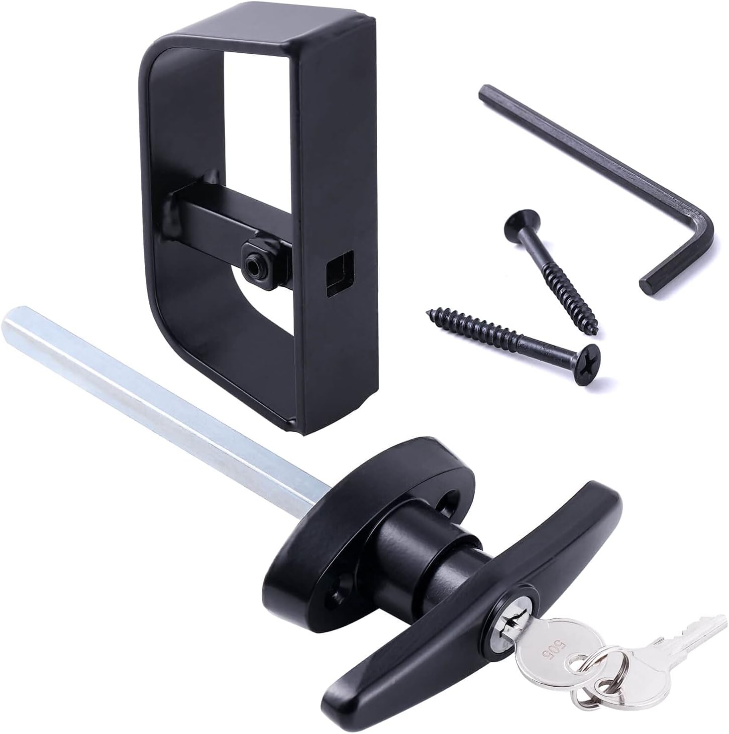 5.5 inch T-Handle Lock Set, Shed Door Lock with 2 Keys,5-1/2" Stem for Shed, Barn, Playhouse & Chicken Coop Door Lock