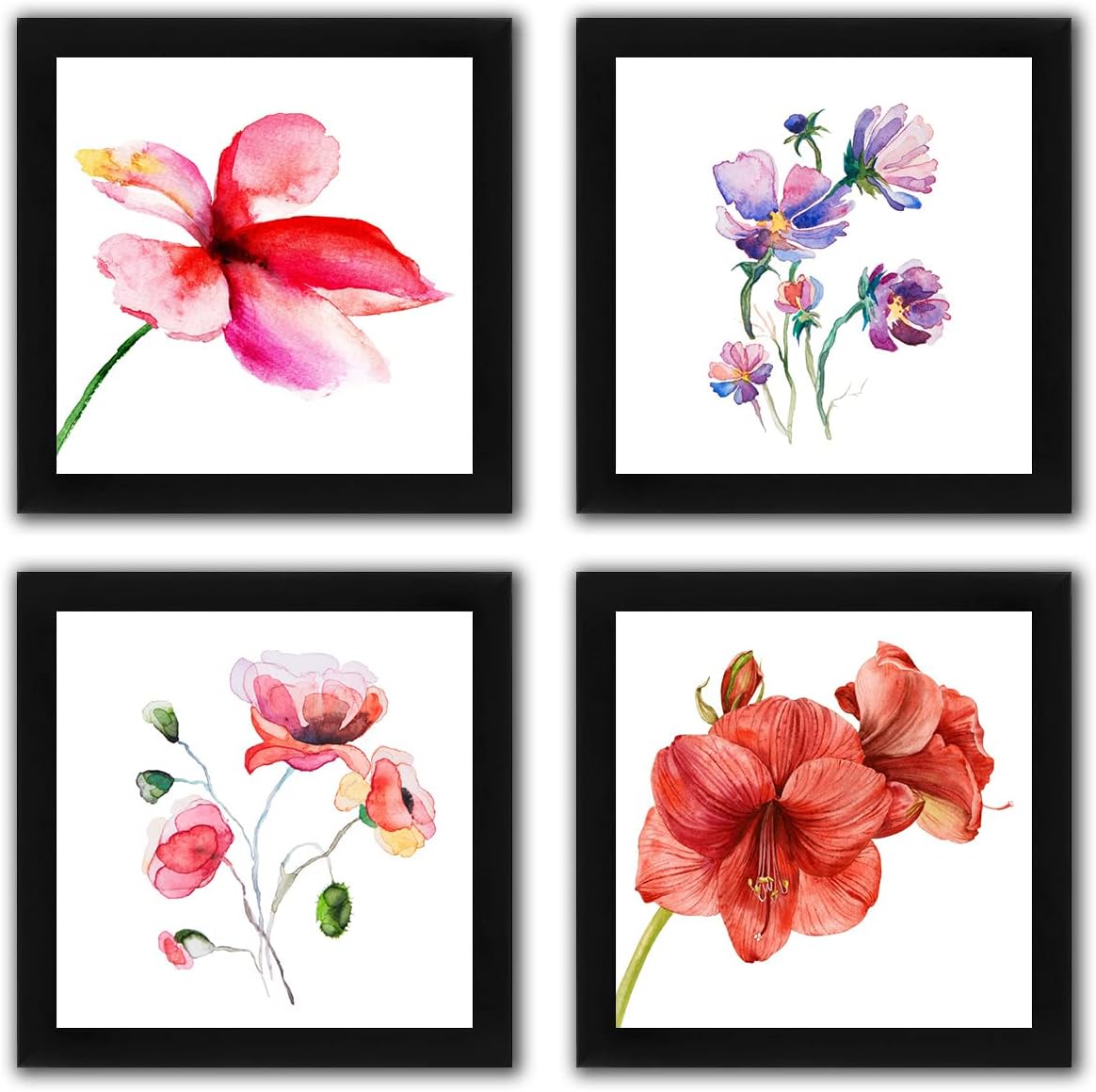 Interio Crafts Botanical Decor Flower Prints For Wall Decoration (Size: 8 X 8 Inches,Pack of 4)