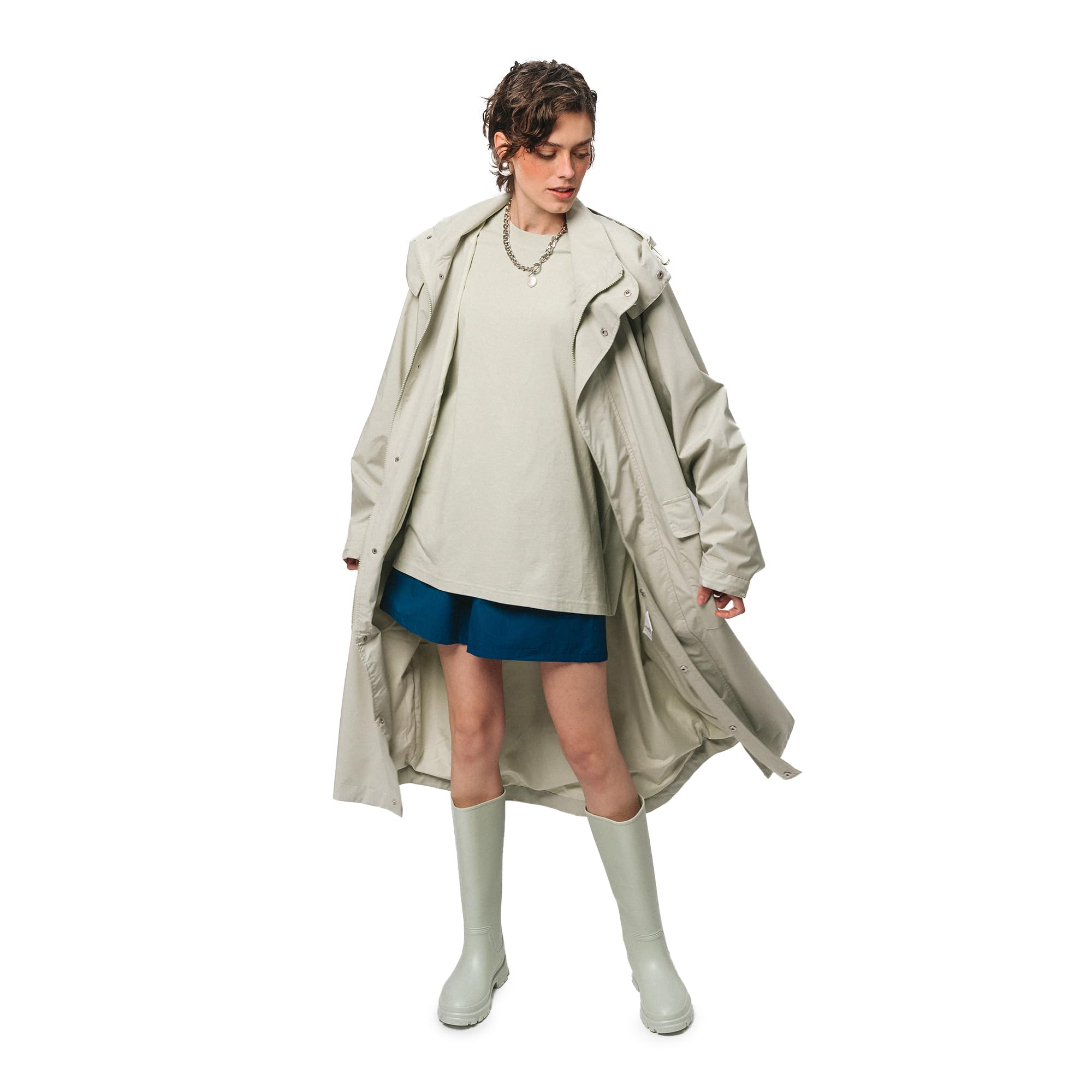 Kubota Langer Regenmantel Oversize, Wasserdicht, Unisex | Damen, Herren, TPU-Beschichtung, getapte Nähte, tiefe Kapuze, Belüftungsösen, leicht verstaubar, mit Futter, 8000mm Membran