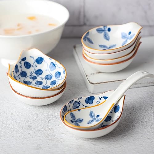 Miniatura 8 de Tazones de salsa de cerámica para salsa de soja, juego de 8 condimentos, platos de acompañamiento (azul)