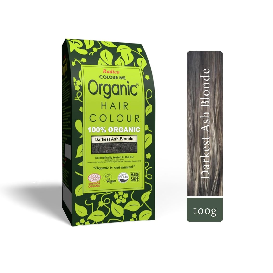 - Colour Me Organic Darkest Ash Blonde Hair Colour; 100% Organic made with natural herbs, Skin Allergy Safe, No Ammonia, No Parabens & No Chemicals, Globally Certified and Tested Natural Hair Colour, (100g)