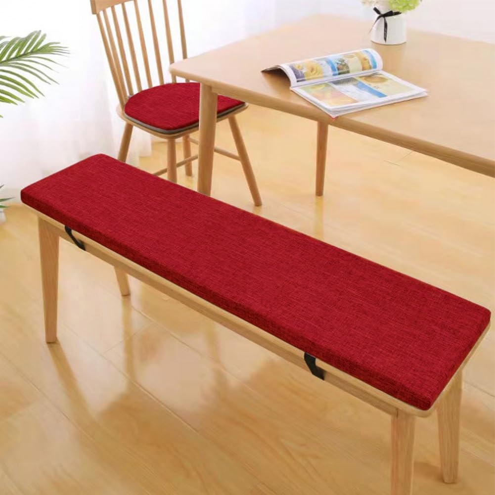 Non-Slip Bench Cushions in Various Sizes,Garden Bench Cushion,2cm Thick, Linen,Washable seat Cushion Cover Suitable for Indoor windowsill Cushion,Outdoor Bench Cushion,(Red,20x40)