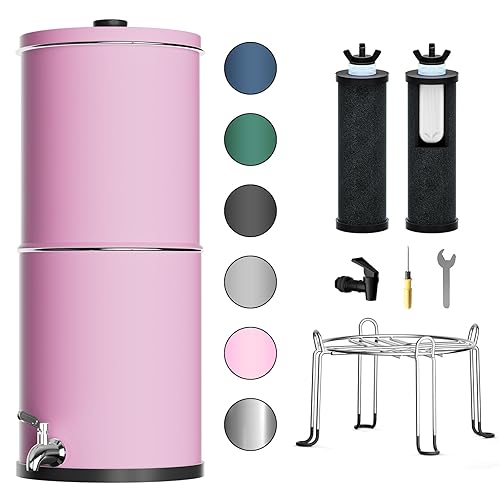 Miniatura 10 de Purewell Sistema de filtro de agua alimentado por gravedad de 3 etapas, sistema de encimera de acero inoxidable de 2.25 galones con 2 filtros de